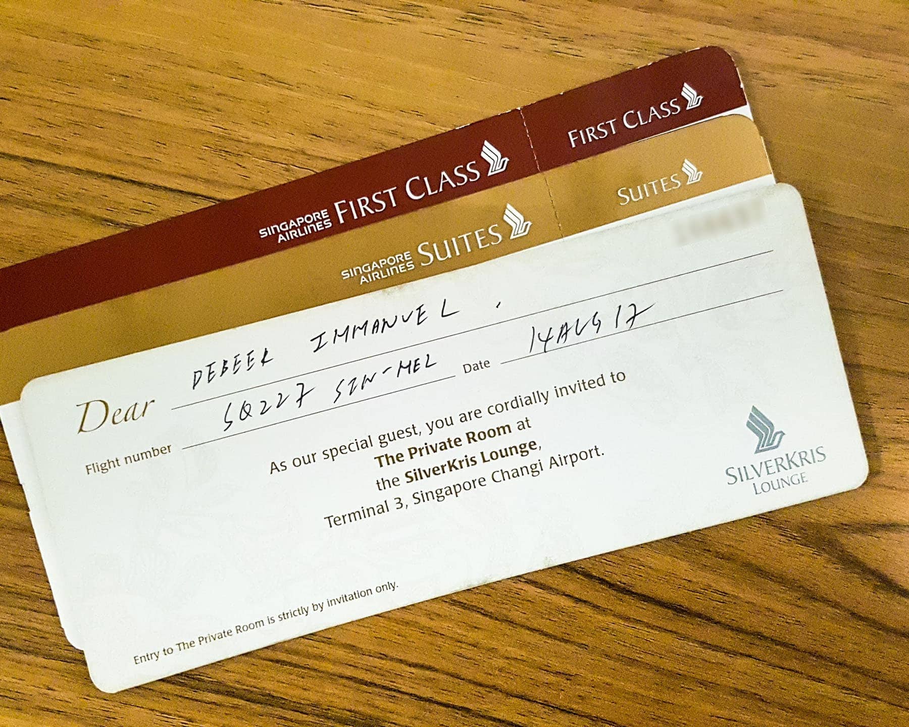 SQ first class suites ticket
