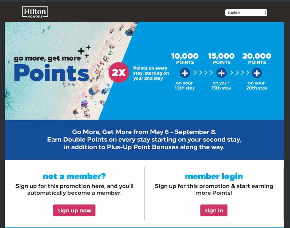 Hilton Honors May Bonus Points Promotions (Registration Required