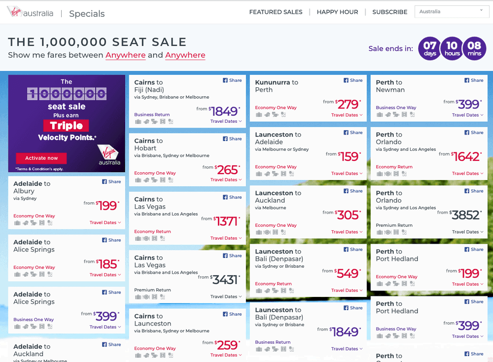 Virgin Australia Sale – Our Top Destinations 2
