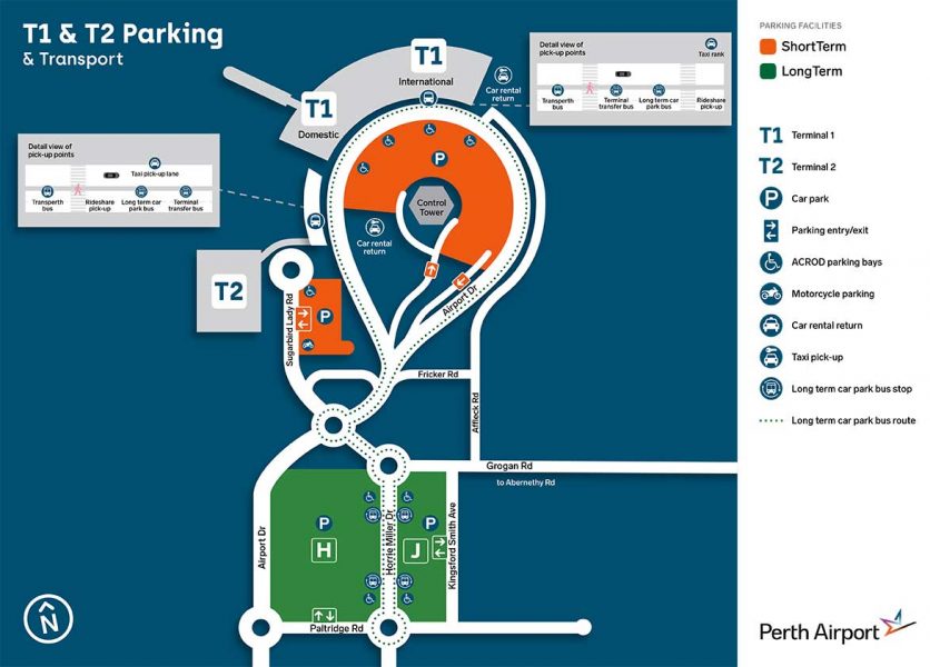 Perth airport parking map
