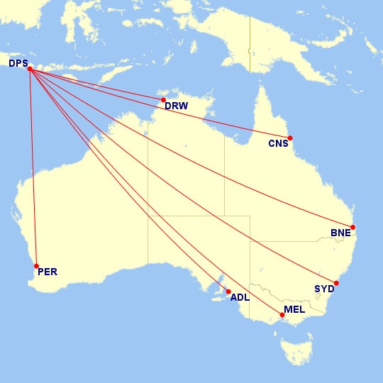 Australia to Bali direct flights