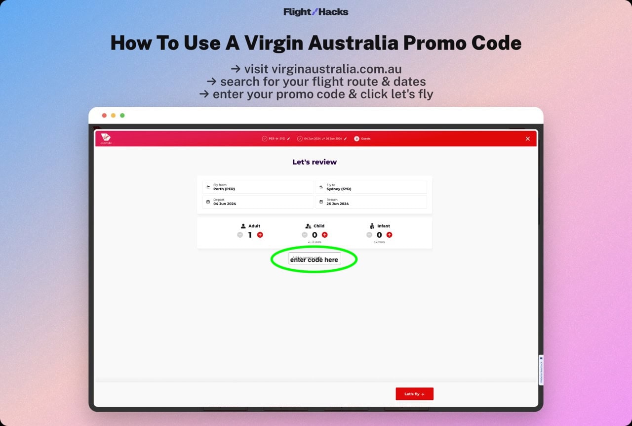 how to use a Virgin Australia promo code