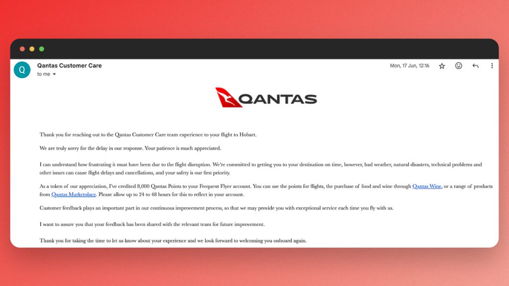 Qantas Gave Me 8,000 Points For An Email