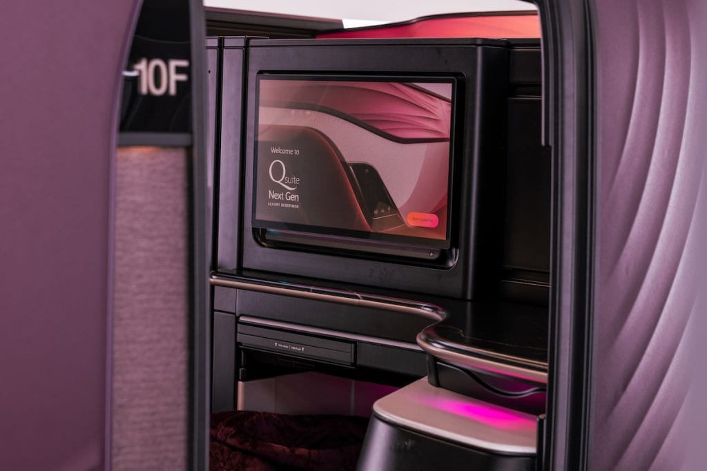 Qsuite Next Gen Business Class mockup at Farnborough Airshow 2024