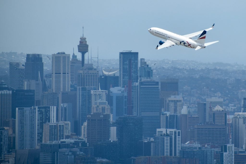 Rex 737 Over Sydney City