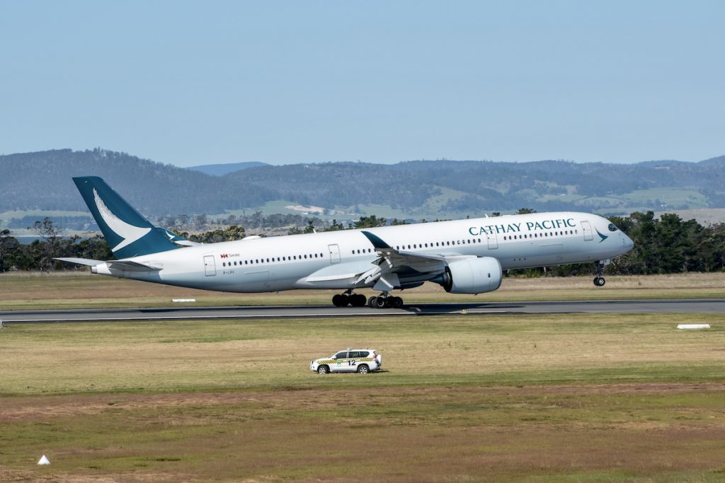 Cathay Pacific A350-900 Lands At Hobart Airport