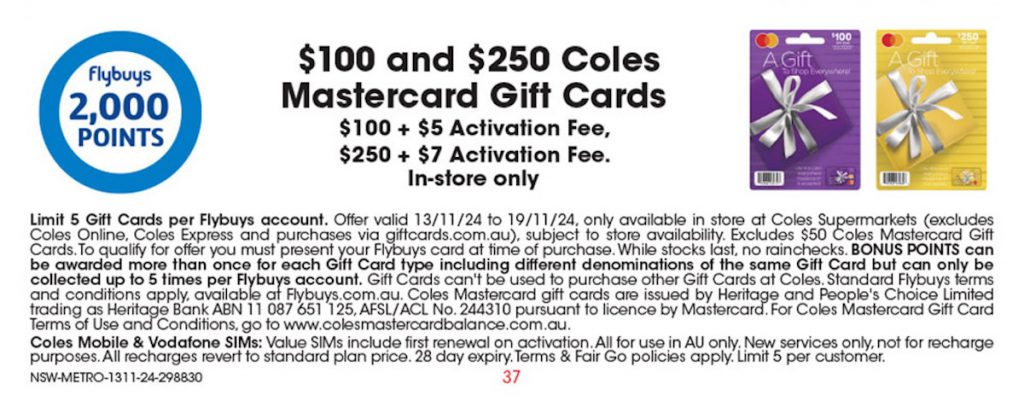 Flybuys Gift Card Bonus 13Nov24